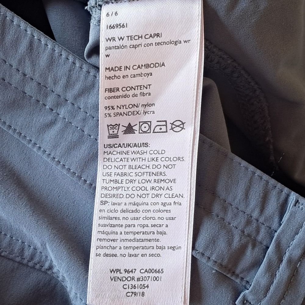 Eddie Bauer WR Tech Capri Pants Womens 6 Blue Gray Hiking Outdoor C1361054 - Picture 6 of 8